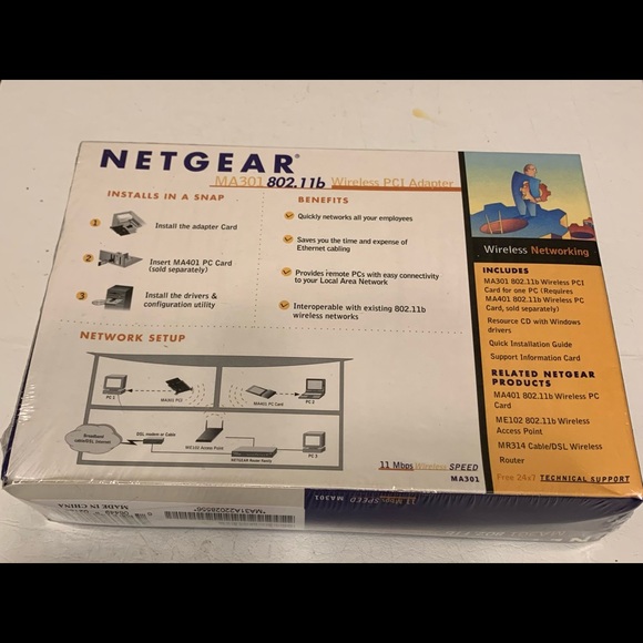 🔴 ⏬️⏬️ NETGEAR 802.11b Wireless PCI Network Adapter MA301 NIB HOST PICK - Picture 10 of 13